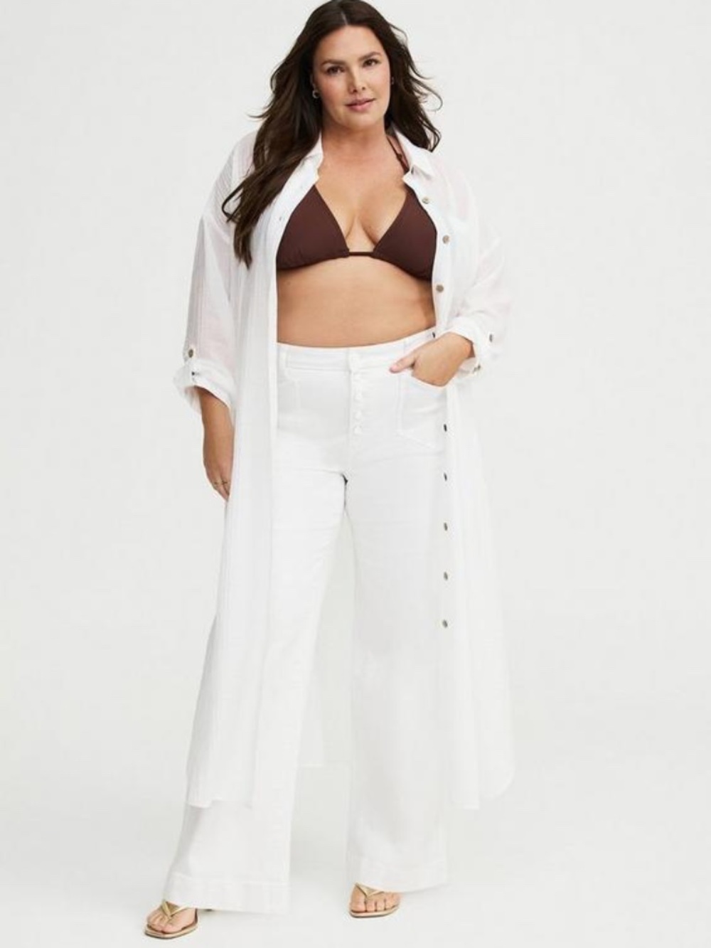 Torrid Textured Button Up Shirt Long Kimono Coverup NWT